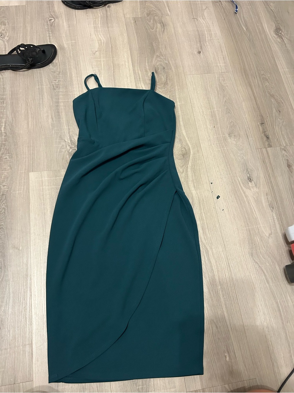 Honey and Rosie Teal Spaghetti-Strap Midi Dress